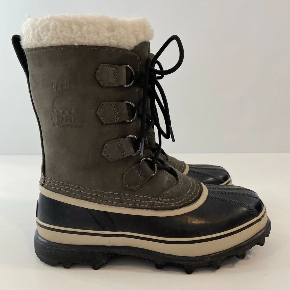 Sorel men Caribou style winter boots lace up shearling top warm lining size 10 - Picture 5 of 16